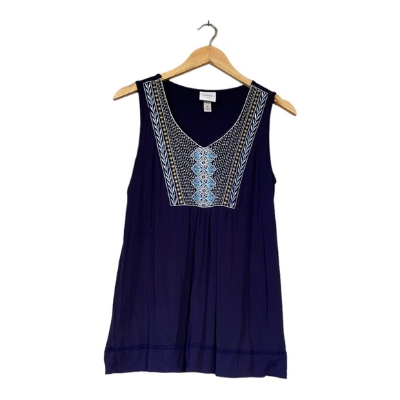 Knox Rose Tops - Knox Rose Brand Sz Medium Tank Top V-Neck Purple Embroidered Front Sleeveless